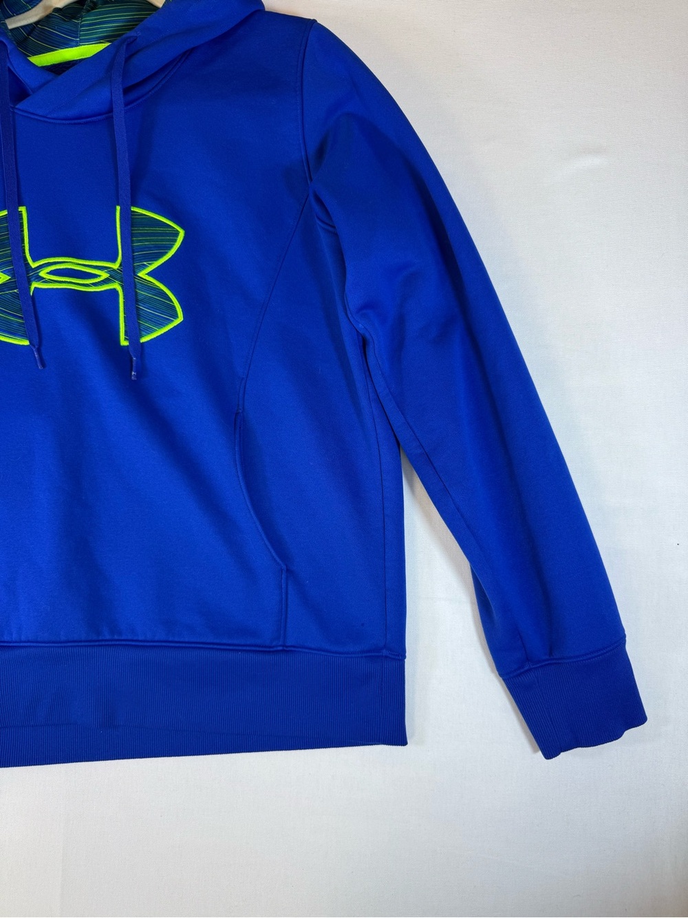 Under Armour Blue Hoodie with Neon Green Logo - Picture 3 of 14
